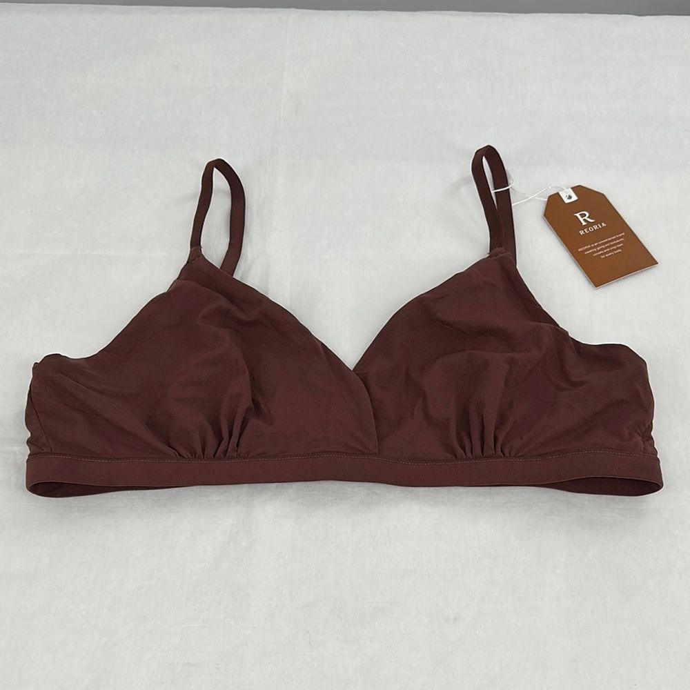 ReoRia Bra Wm XL Triangle V Neck Crossover Wireless NO Padding Bralette NEW